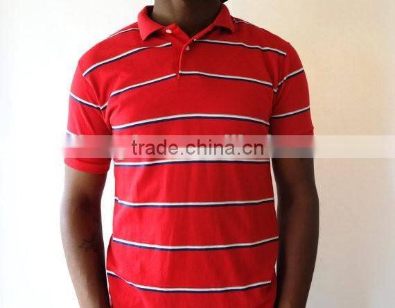 Wholesale Men Clothing In Alibaba Men Red Stripe Knitted Cotton Polo Shirt Men Golf Sport T Shirts