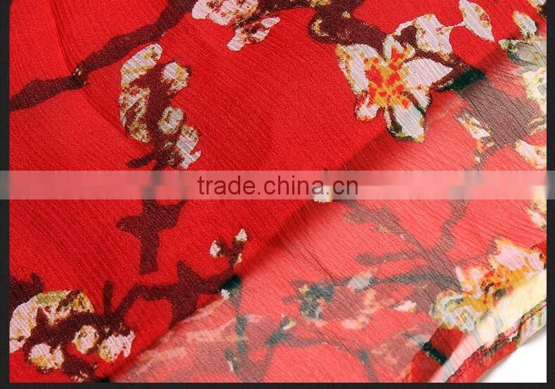 high quality real silk half sleeve round neck printed summer long dress latest dress designs