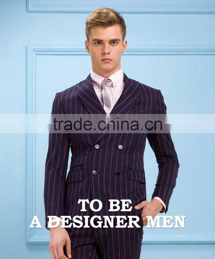 Daynoliao 2016 Double Breasted Vertical stripe T/R Material hot sale Offical Men's Suits