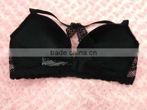 Hot popular ladies fashion mesh bra with lace