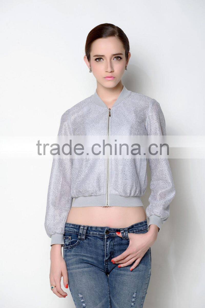 unique comfortable fabric used fashion casual crop style women coat model