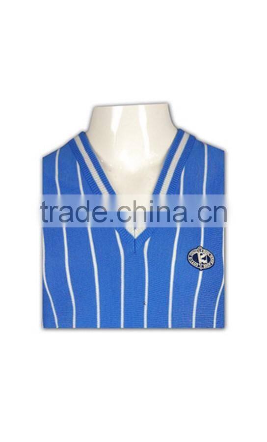 ISO9001/BSCI Manufature blue 100% cotton embroidery pattern knitted vests