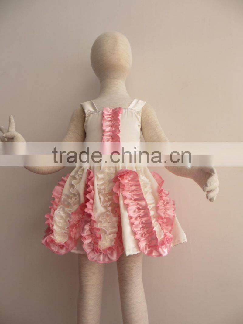 QL-78 party wear condole belt ruffle kids party dress fashion 2016