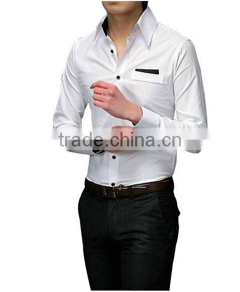 2017 MTO mens contrast color poplin white tuxedo shirt