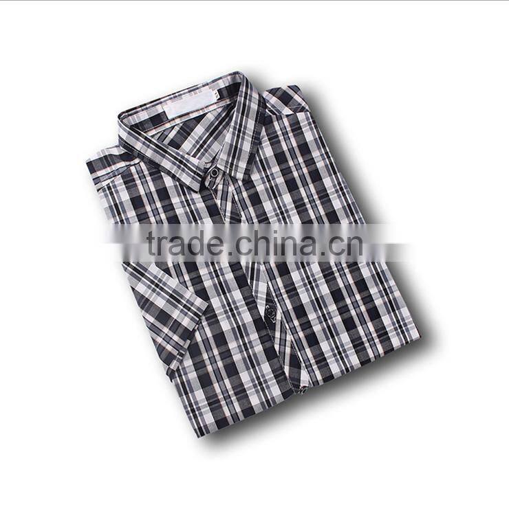 Popular Africa market short sleeve check pattern mens shirt design with customised logo for oem