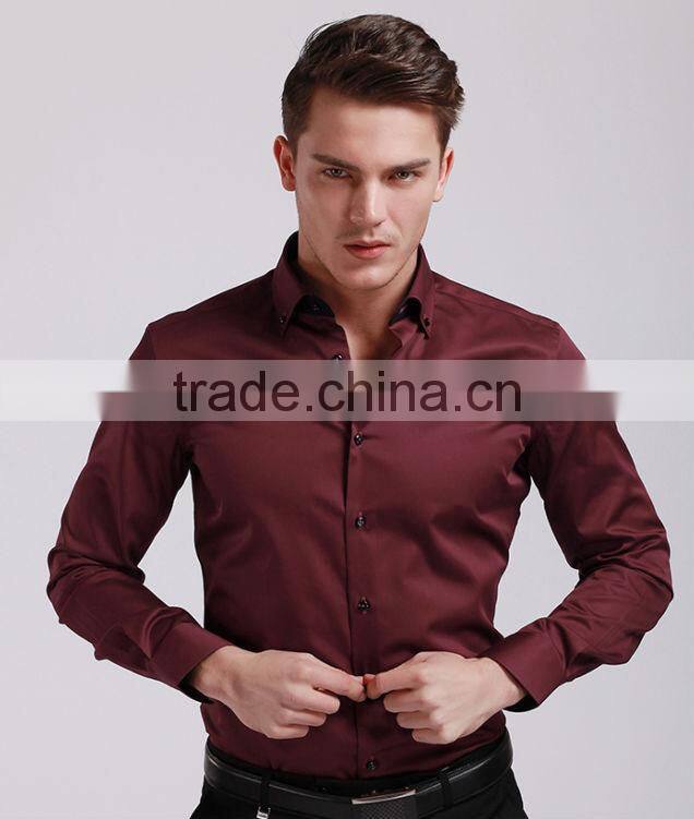 Yiwu manufacturer long sleeve burgundy men dress shirts