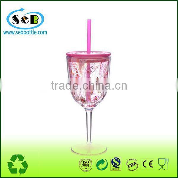 Drinkware Plastic Cups Freezer Gel Insulated Tumbler ,16oz acrylic wine tumbler with gel,double wall plastic wine sippy cup