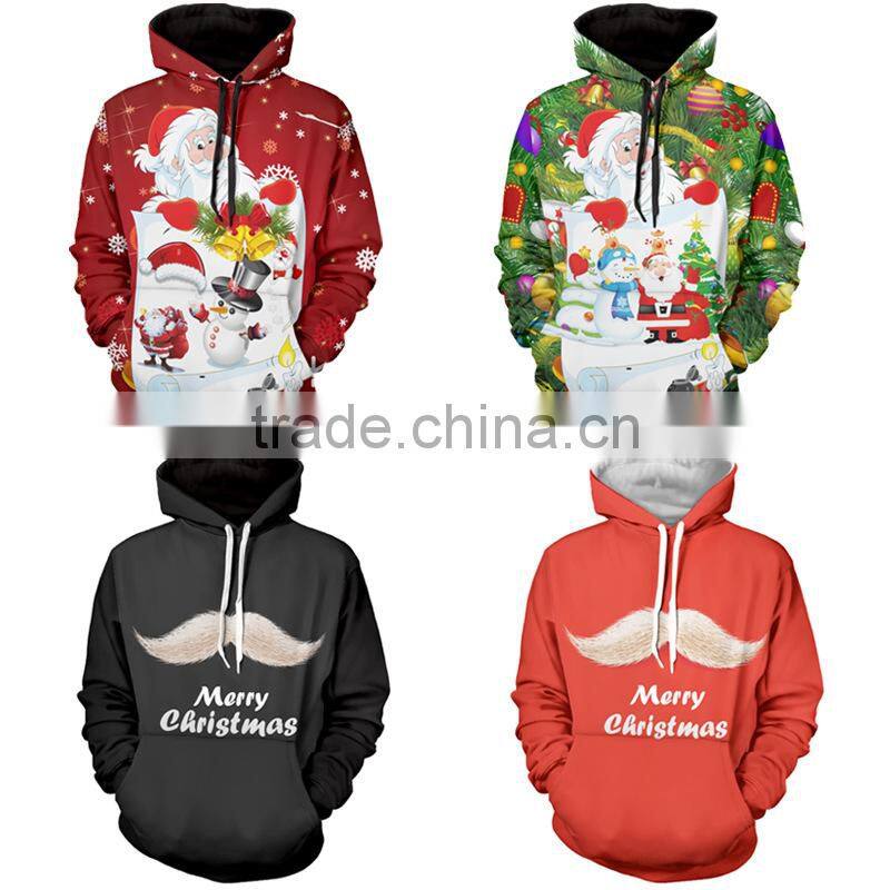 unisex 3D christmas snowflake sweatshirts/wodg plus size 3d printed cat dog hoodies/ Christmas santa jacket