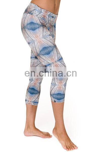 printed knitted leggings/ stretch yoga pants