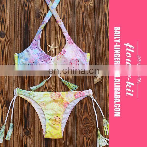 New Sexy knitted crochet one piece swimsuit Fashion Women Handmade Hollow Out Halter Bandage Batting Swimsuit