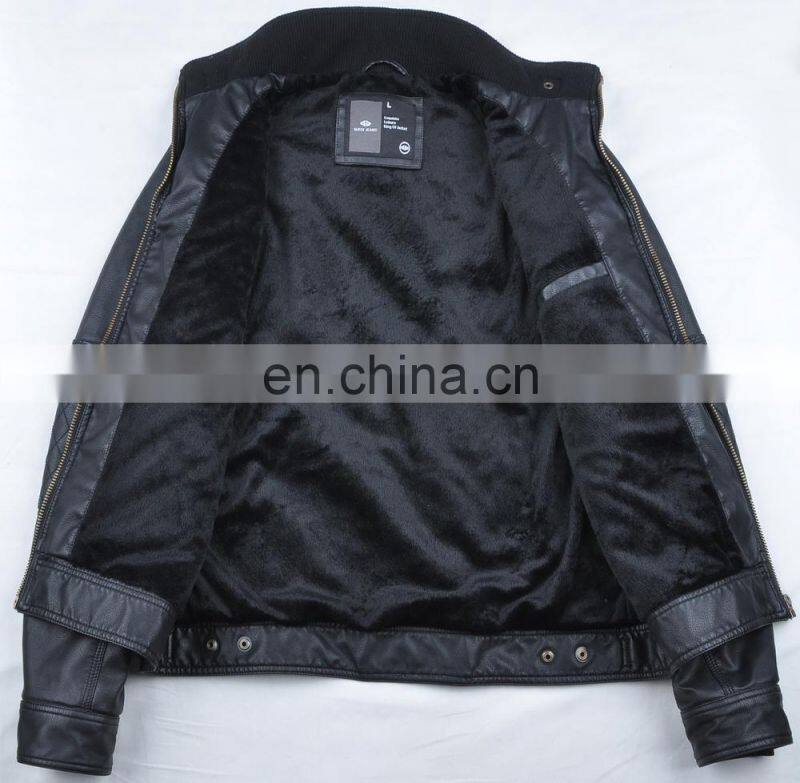 2015 last fashion handsome faux fur lining pu leather man fur coat