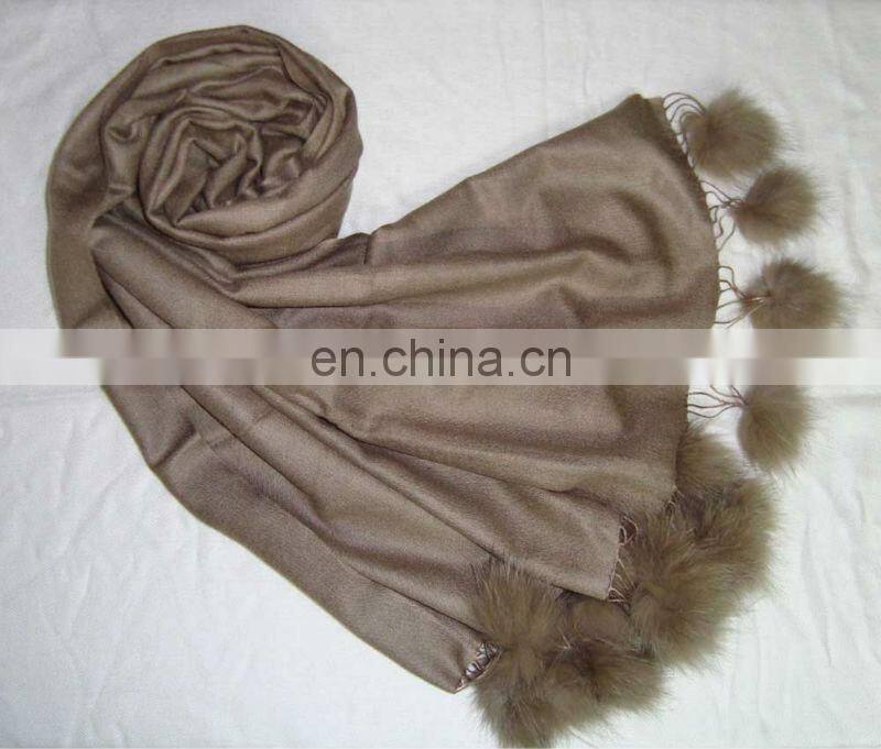 Silk pashmina shawls with genuine Fur Tail