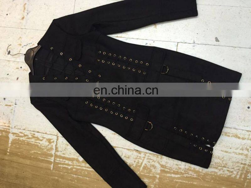 2016 hot sell fashion Sexy dress coat for light mature with cord bandage dress
