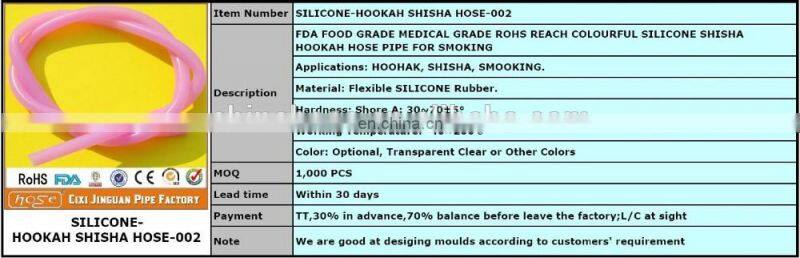 China Factory Supply 1.8Meters Eco-Friendly Double Colors Washable Hookah Hose Shisha Hookah Silicone Hose Silicone Hookah Hose