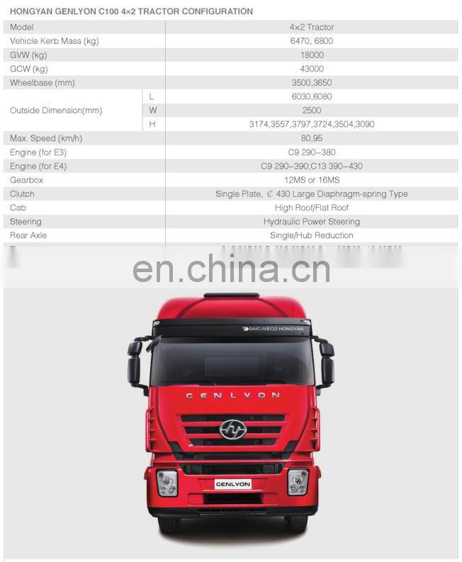 2017 hot selling Hongyan GENLYON C100 4*2 Tractor