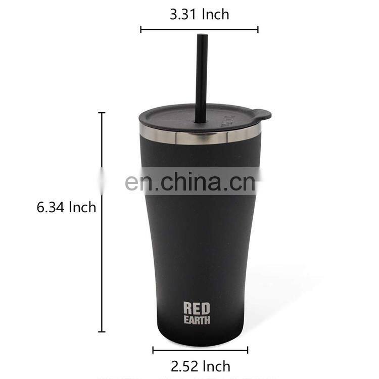Customized logo thermal leak proof coffee cup w/lid and straw Double wall Stainless steel 530ml Vacuum insulated water mug