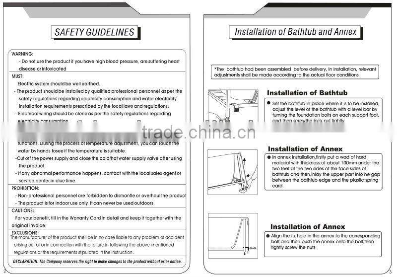 Acrylic Transparent Bahtub For Disabled Old People Bathtub