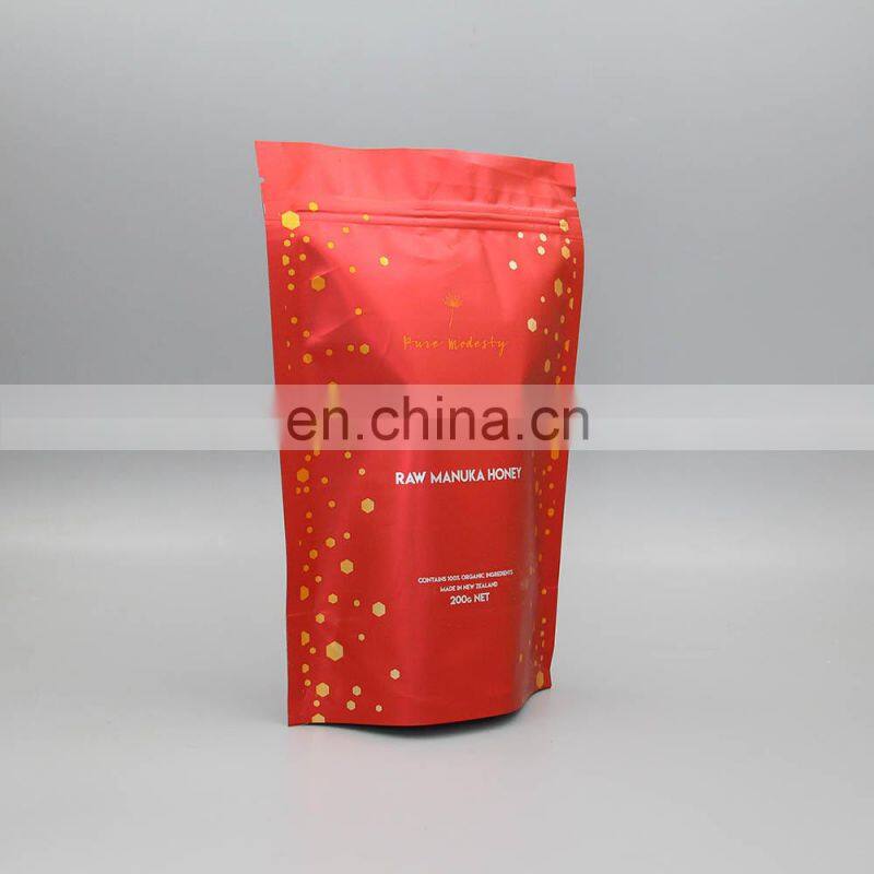 Silver mylar bag custom stand up pouch for tea ,coffee , snack