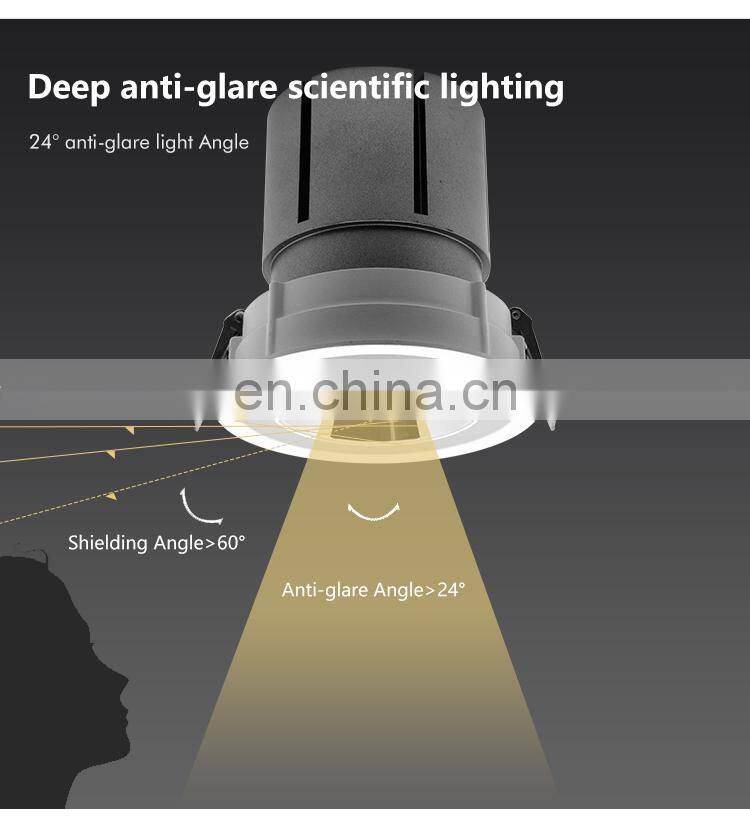 High Quality Aluminum Profile Ceiling Downlight Recessed Shopping Mall Hotel Project 7W Grille Lamp