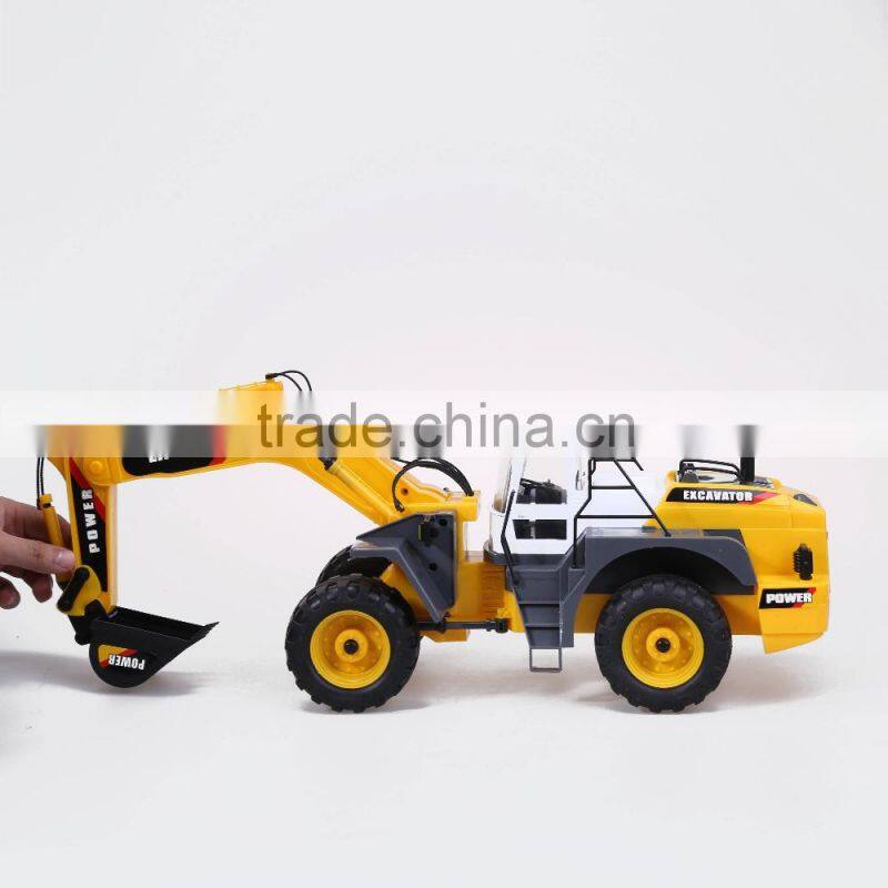 Outdoor big white+yellow color plastic rc excavators for kid