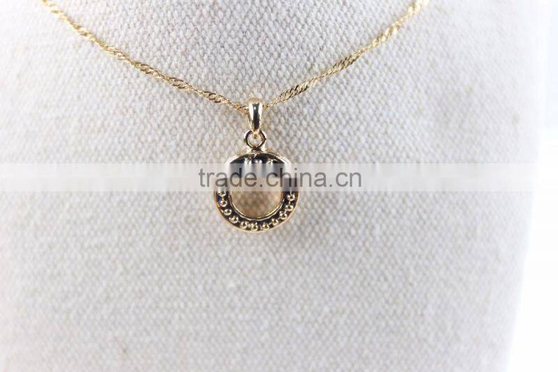 Fashion design simple gold plated wave brass chain ring necklace