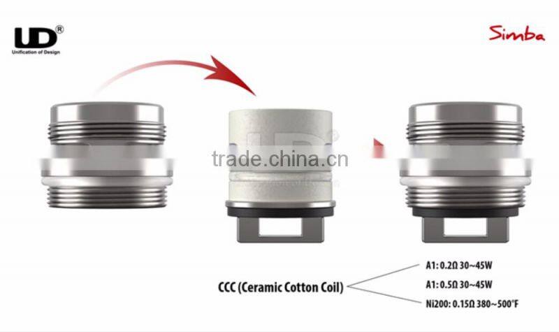 2016 Newest UD simba RTA with ceramic coil and anti-spit mesh simba RTA ship fast