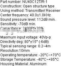 High quality open structure ultrasonic sensor NU40C12T/R-1