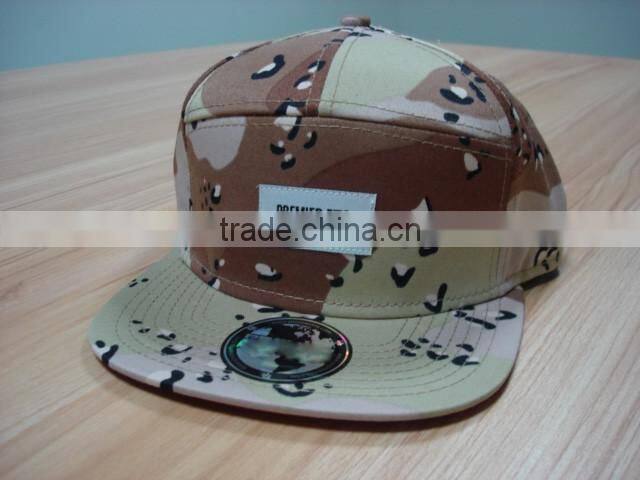 blank cotton twill 5 panel print flat suede brim strap back cap