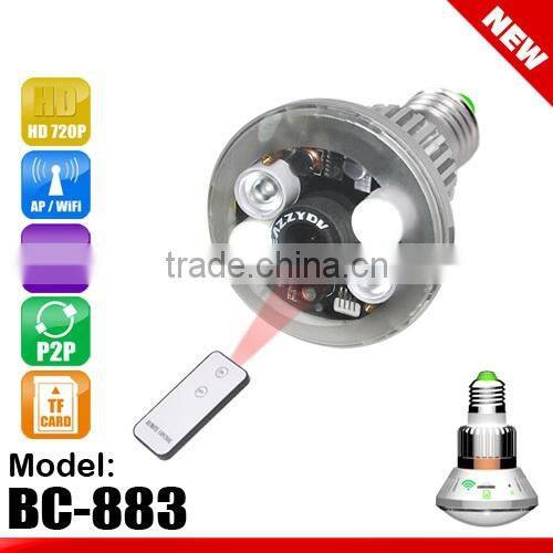 Bulb WiFi/AP IP Network DVR Camera with Real Light Control by Remote