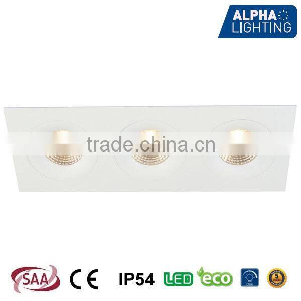 IP54 High quality 3*8W fixed square dimmable anti-glare cob downlight
