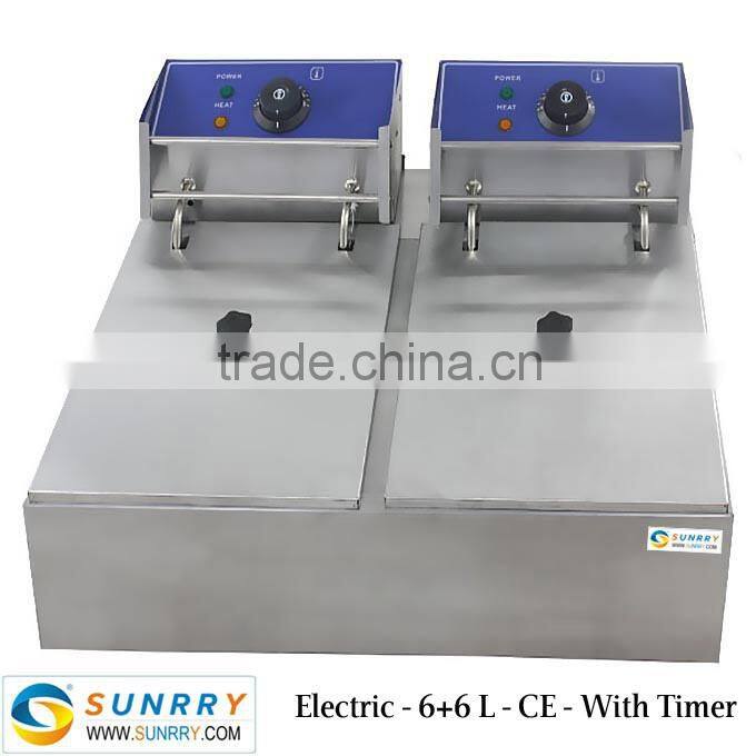 Counter Top Deep Fryer for Sale 2 Tank 2 Basket With Timer for Fryer Fries (SY-TF26B SUNRRY)