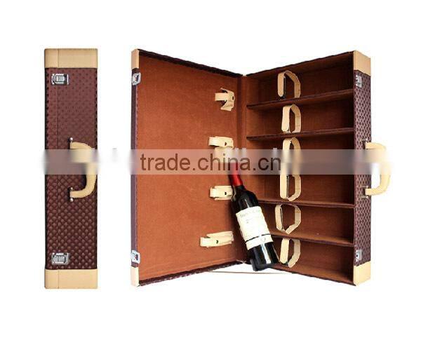 Exquisite Design 6 bottles leather wine box,wine set