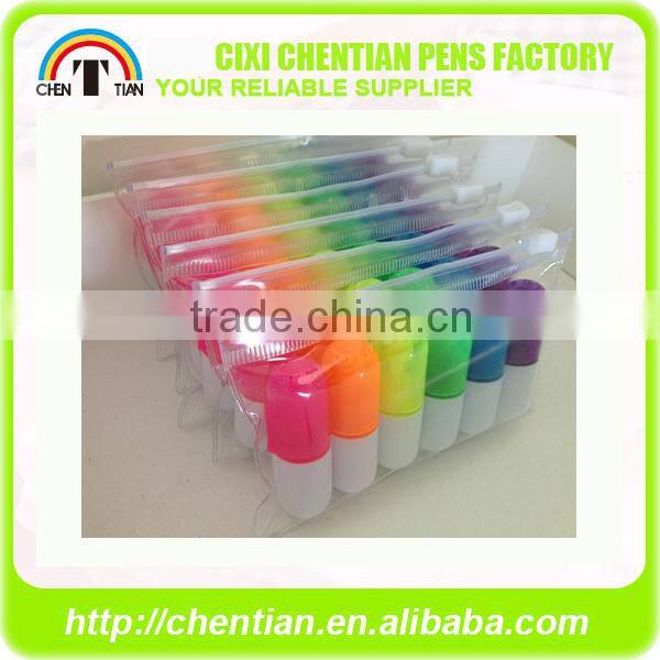Cixi Chentian New Design Pill Shape Stylus Mini Highlighter Marker Pen Bulk , PP, In PVC Bag Or Bottle