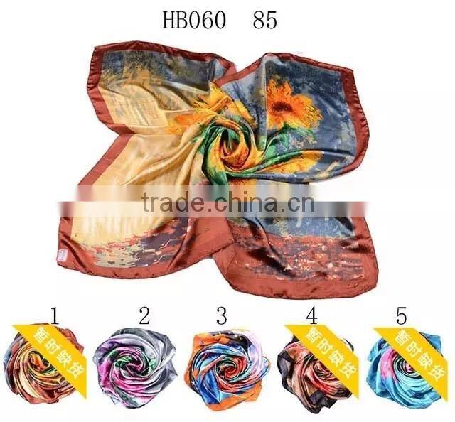 wholesale promotion dubai hijab 120*120cm digital print imitated silk satin square scarf,polyester satin hijab scarf head wear