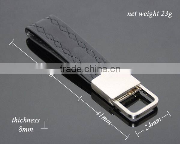 High Quality Promotional Black Genuine Leather Zinc Alloy Blank Metal Car Leather Keychain