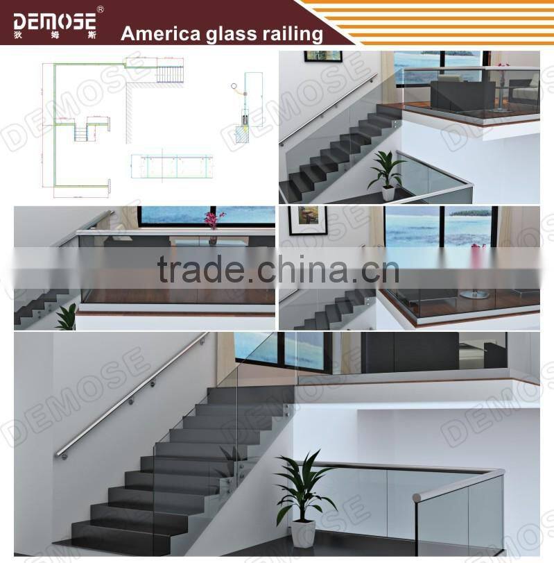 high quality wood and glass stair railing