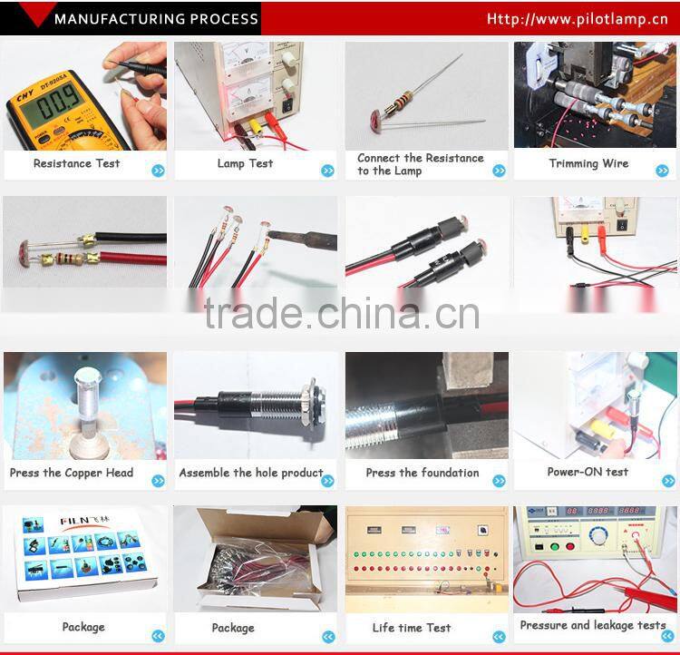 led indicator light 120v 19mm dia whaterproof flush head red and green led lamp