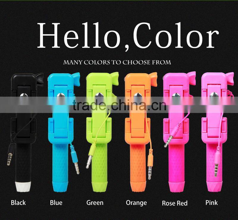 Promotion Gift Super Mini Selfie Stick With Shutter Button, Pocket Wired Selfie Stick