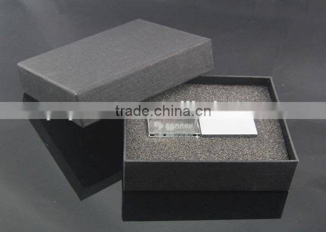 8G 16G 32G transparent crystal usb flash disk with light-up led logo