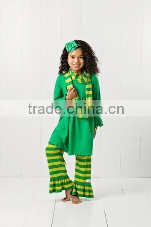 Baby girl boutique Plain top with stripe pants clothing sets