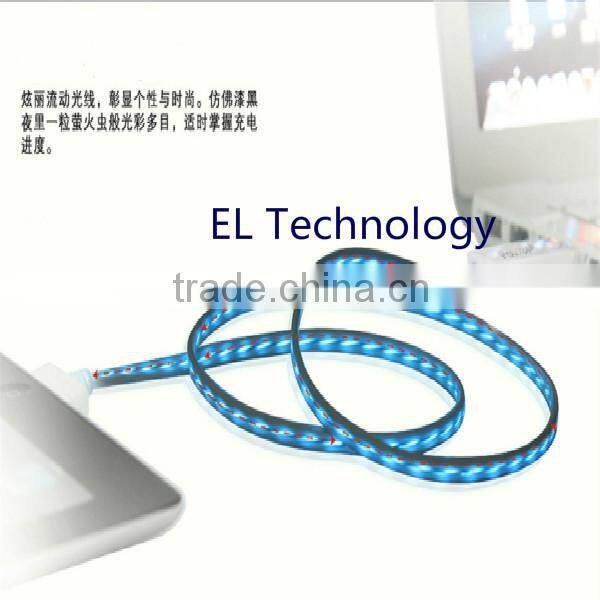 China mobile usb data cable visible flow led light usb charging sync cable for iPhone4