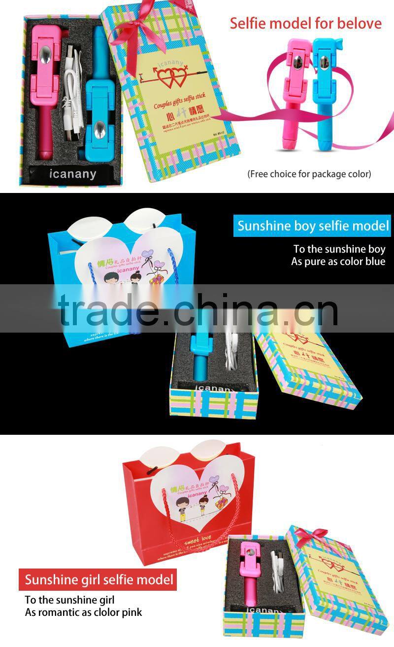 New design short selfie stick , wireless extendable portable mini camera tripod monopod