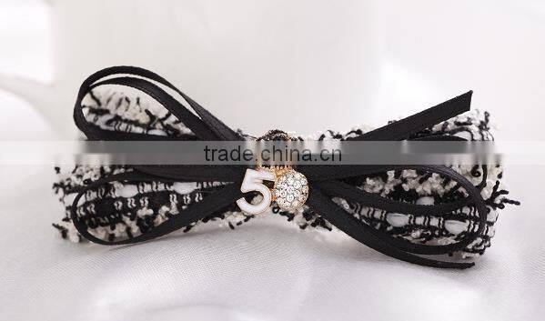 newest elagant metal hair duck clip design hair bow lace magnetic crystal hair clip