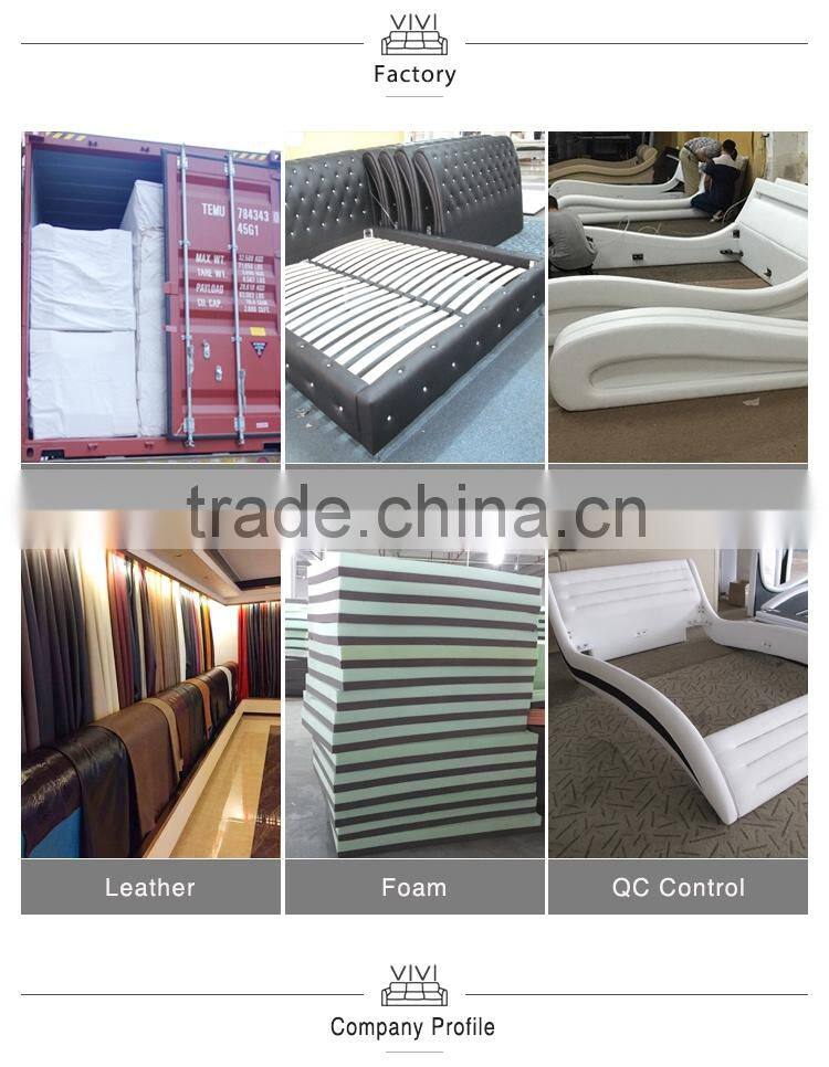 2016 King size B843 stylish leather bed with TV in footboard