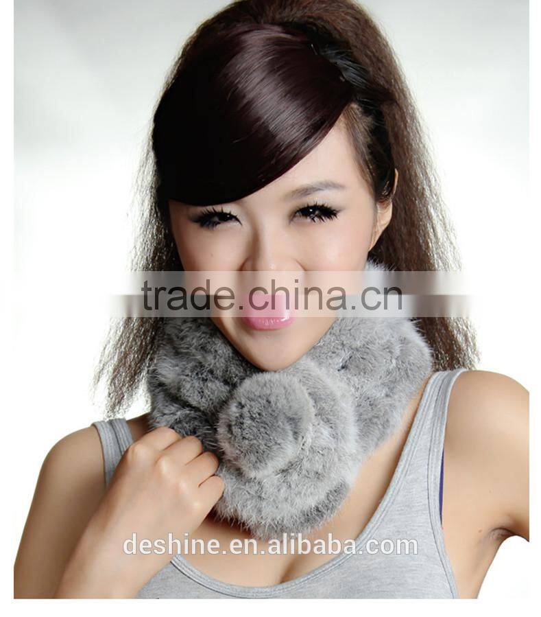 New product wholesale winter rabbit fur ball scarf W209