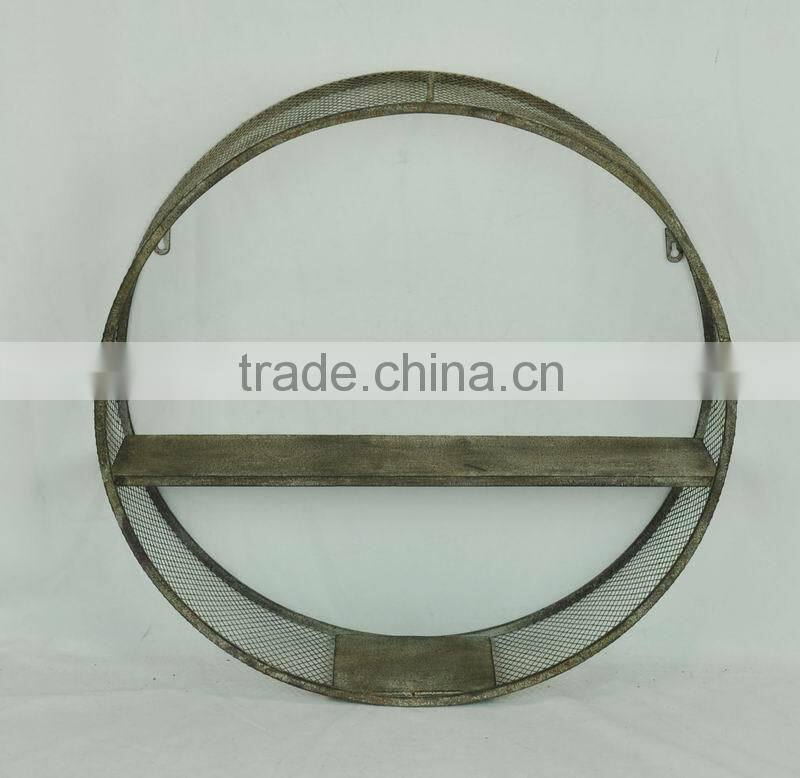 Vintage wall mounted metal wire hanging shelves