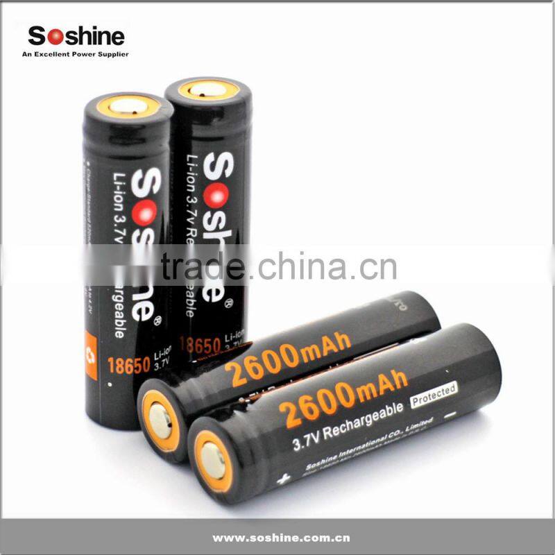 china supplier Soshine 18650 260mah battery lithium battery 3.7V for mini segway wholesale