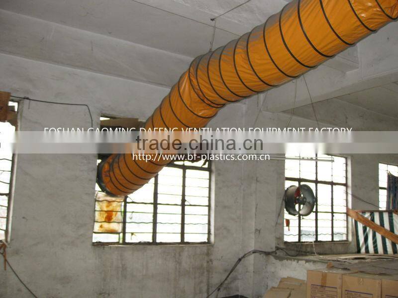 Yellow inducstial PVC fire-retardant flexible ventilation ducting with carry bag