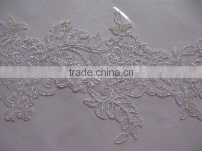 New hot selling embroidery beaded lace motif for evening dresses/Bridal Embroidery Lace Motif Manufacture