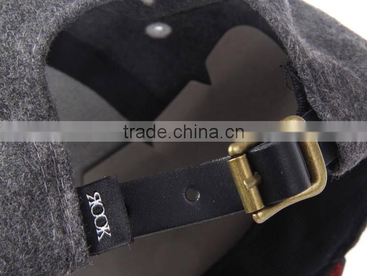 applique snapback cap with flat leather brim red under brim wholesale